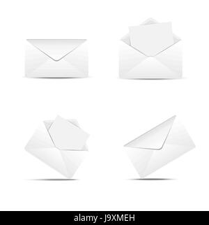 Four paper envelopes on a white background,  vector  illustration Stock Vector