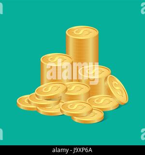 Stacks of golden coins. vector illustration. Stock Vector