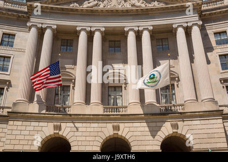 WASHINGTON, DC, USA - United States Environmental Protection Agency building, EPA headquarters and flags. Stock Photo