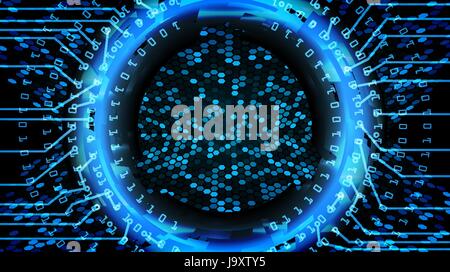 Future Technology Cyber Concept Background. Abstract Security Print. Blue Electronic Network. Digital System Design. Vector Stock Vector