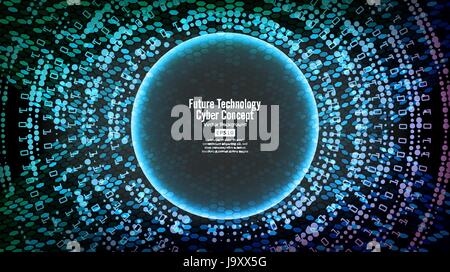 Future Technology Cyber Concept Background. Abstract Security Print. Blue Electronic Network. Digital System Design. Vector Illustration Stock Vector