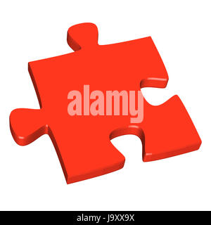 3d puzzle piece in red Stock Photo