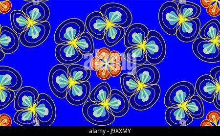 Simple floral seamless pattern in blue color Stock Vector