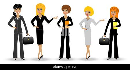 set  slender business woman on white background, vector illustration Stock Vector