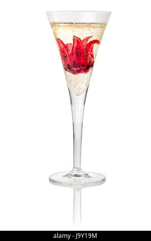 champagne cocktail with hibiscus flower Stock Photo