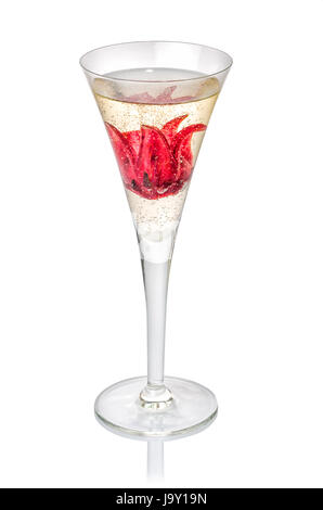 champagne cocktail with hibiscus flower Stock Photo