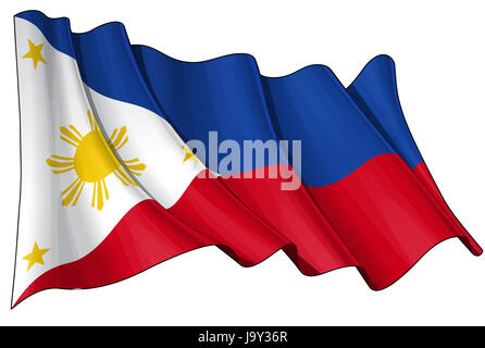asia, flag, philippines, blue, emblem, asia, illustration, flag, islands, Stock Photo