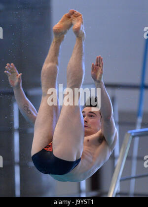 Daniel Goodfellow competing in the Mens 3m during the British Diving Championships at the Royal Commonwealth Pool, Edinburgh. Stock Photo