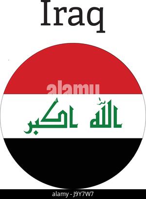 Flag of Iraq as round glossy icon. Button with Iraqi flag Stock Vector