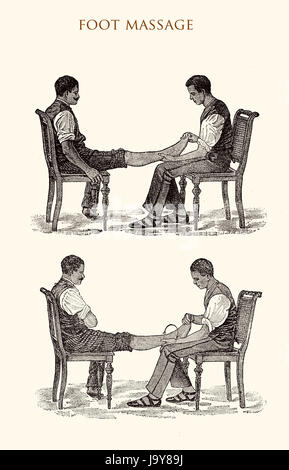 Foot massage, vintage illustration Stock Photo