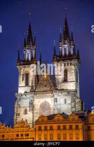 Church of Our Lady before Tyn seen from the Old Town Square in Prague, Czech Republic Stock Photo