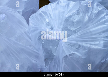 ice inside plastic bag Stock Photo
