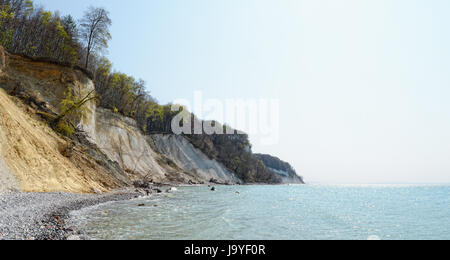 chalk rock cliff of Rugen Island (Germany) in springtime. Stock Photo