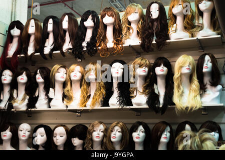 Wig mannequins at Paddy's market, Sydney, Australia. Stock Photo