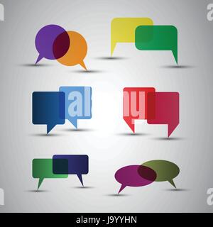 Set of Colorful Modern Styled Simple Transparent Speech Bubbles Clip-Art - Illustration in Freely Editable Vector Format Stock Vector