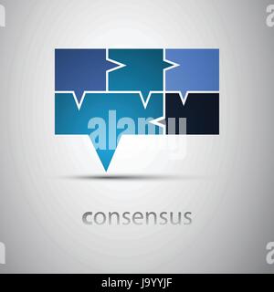Consensus - Blue Tiled Speech Bubbles Concept - Illustration in Freely Editable Vector Format Stock Vector