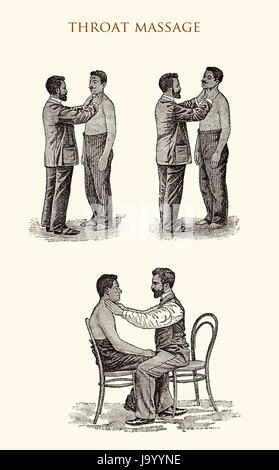 Throat massage, vintage illustration Stock Photo