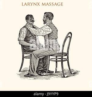 Larynx massage, vintage illustration Stock Photo