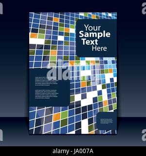 Colorful Tiled Transparent 3D Tiled Business Flyer or Cover Design with Mosaic Pattern and Labels for Your Text in Editable Vector Format Stock Vector