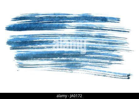 Blue ink brush strokes isolated on the white background Stock Photo