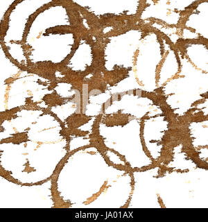 Coffee stains on textile table-cloth Stock Photo
