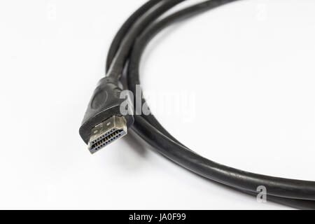 Close up of HDMI Cable on a White Background. Stock Photo