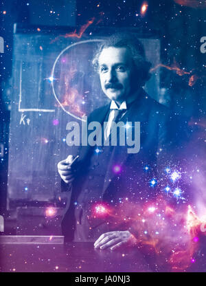 Albert Einstein pictured in 1921, the year he won the Nobel Prize for Physics. Stock Photo