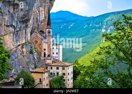 Madonna della Corona church on the rock, sanctuary in Trentino Alto Adige region of Italy Stock Photo