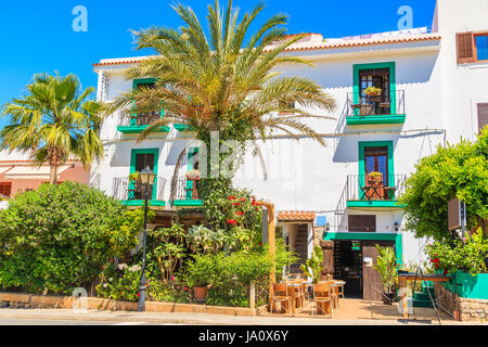 Traditional house and restaurant in Sant Joan de Labritja village in countryside area of Ibiza island, Spain Stock Photo