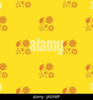 Pollen beekeeping. Seamless pattern in a linear style. Stock Vector
