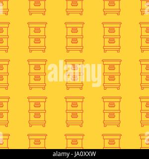 Seamless pattern apiary and beekeeping. Beehives. Stock Vector