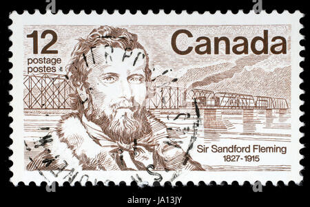 CANADA - CIRCA 1977: A stamp printed in Canada shows Sir Sandford Fleming, a Canadian engineer who designed Canada's first postage stamp, circa 1977 Stock Photo