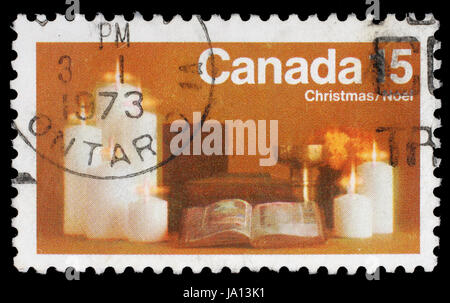 CANADA - CIRCA 1973: A greeting Christmas stamp printed by Canada, circa 1973 Stock Photo