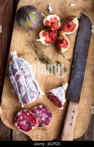 mediterran, figs, salami, rustical, rustic, thyme, sausage, fall ...