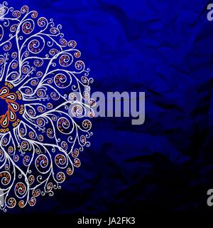 Blue vintage greeting card template with bow and ribbon. Vector wedding ...