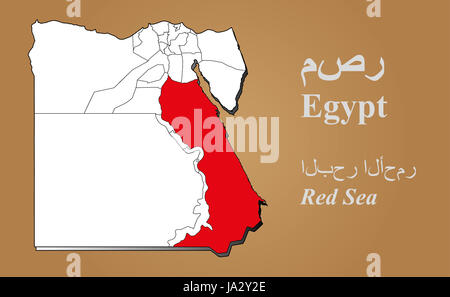 Qena red highlighted in map of Egypt Stock Photo - Alamy