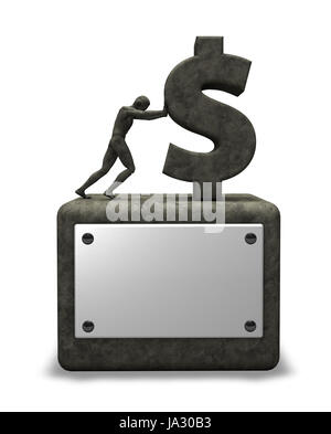 sign, signal, bank, lending institution, dollar, dollars, monument, stone, Stock Photo