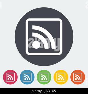 Rss. Single flat icon on the circle. Vector illustration. Stock Vector