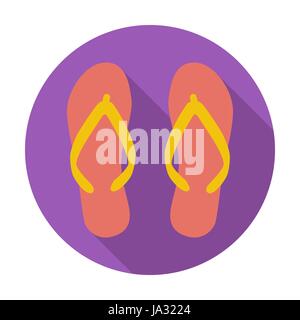 Beach slippers. Single flat color icon. Vector illustration. Stock Vector