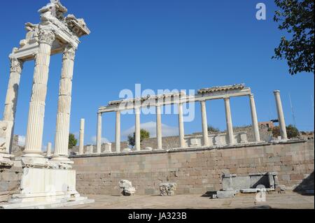 temple, pillar, turkey, cousin, pergamum, cablecar, historical, temple, act, Stock Photo