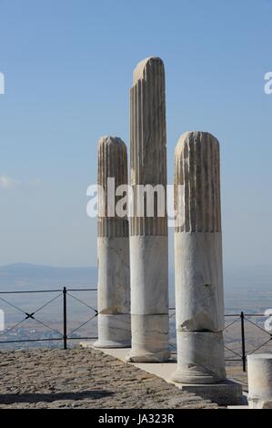 temple, pillar, turkey, cousin, pergamum, cablecar, historical, temple, act, Stock Photo