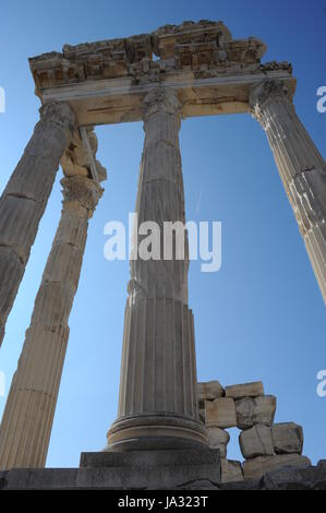 temple, pillar, turkey, cousin, pergamum, cablecar, historical, temple, act, Stock Photo