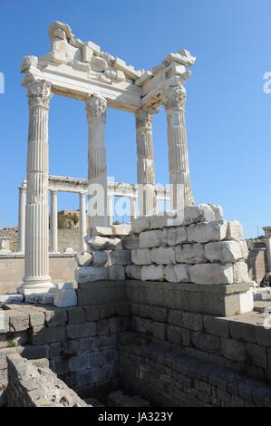 temple, pillar, turkey, cousin, pergamum, cablecar, historical, temple, act, Stock Photo