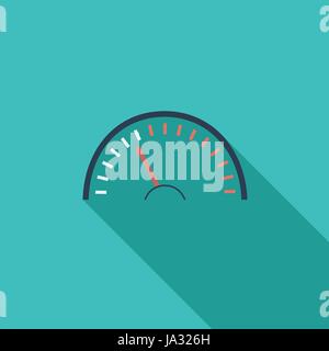Speedometer icon. Flat vector related icon with long shadow for web and mobile applications. It can be used as - logo, pictogram, icon, infographic el Stock Vector