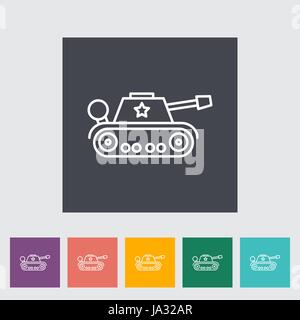 Tank toy thin line flat vector related icon set for web and mobile applications. It can be used as - pictogram, icon, infographic element. Vector Illu Stock Vector