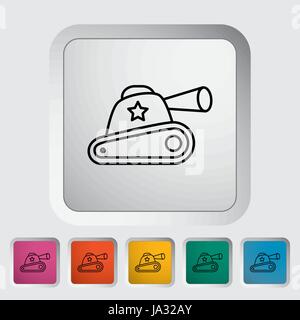 Tank toy thin line flat vector related icon set for web and mobile applications. It can be used as - pictogram, icon, infographic element. Vector Illu Stock Vector