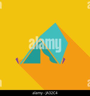 Tourist tent icon. Flat vector related icon with long shadow for web and mobile applications. It can be used as - logo, pictogram, icon, infographic e Stock Vector