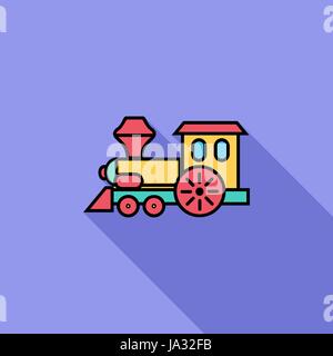 Train toy icon. Flat vector related icon with long shadow for web and mobile applications. It can be used as - logo, pictogram, icon, infographic elem Stock Vector