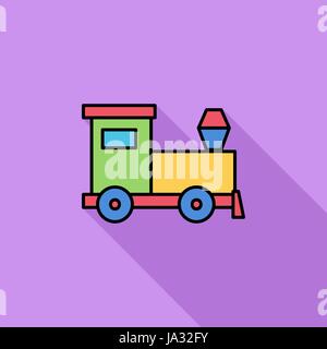 Train toy icon. Flat vector related icon with long shadow for web and mobile applications. It can be used as - logo, pictogram, icon, infographic elem Stock Vector