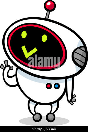 Cartoon Illustration of Kawaii Style Cute Robot or Droid Stock Photo